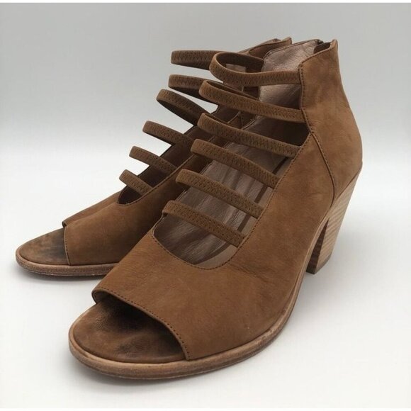 Eileen Fisher Shoes - Eileen Fisher James Strappy Sandals Tan Light Brown Open Toe Zip Back Women's 9
